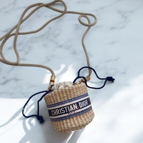 New in Dior Box, Christian Dior Small Bucket Raffia Crossbody - Picture 4 of 6
